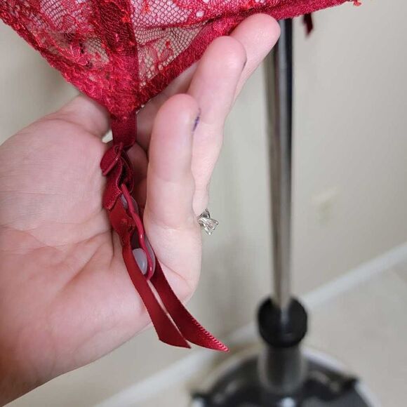 Victorias Secret Lace Sheer Underwire Corset Top With Garter Tabs 36D - Picture 10 of 15